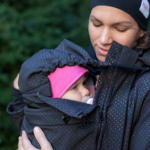 babywearing coat, RAINBOW DOTS